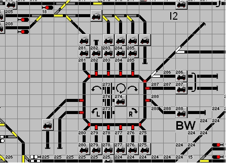 125 Kb, Drehscheibe im Gleisbild von WinDigipet